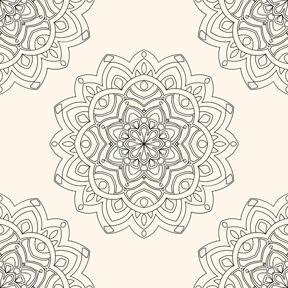 padrão sem emenda de fantasia com mandala ornamental. fundo abstrato flor doodle redondo. círculo geométrico floral. vetor