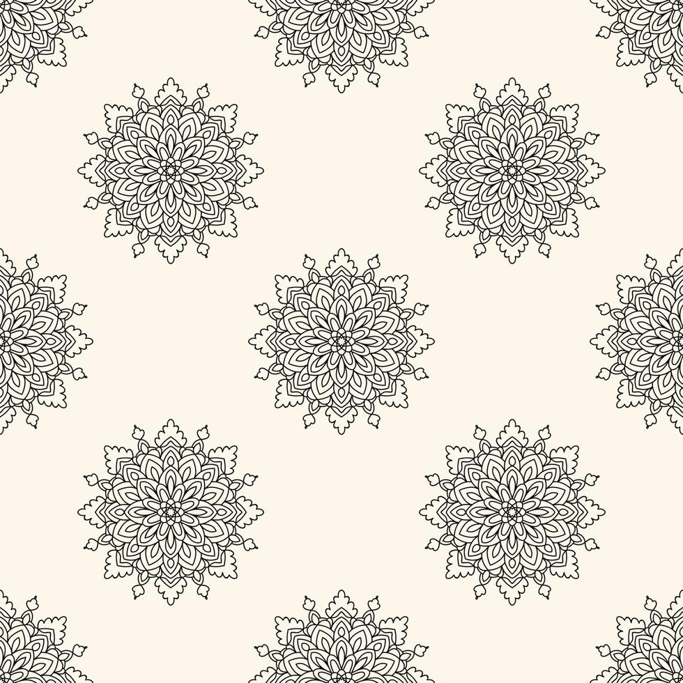 padrão sem emenda de fantasia com mandala ornamental. fundo abstrato flor doodle redondo. círculo geométrico floral. vetor