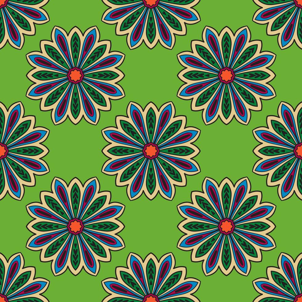 abstrato sem costura padrão com flor mandala. mosaico, azulejo. fundo floral. vetor