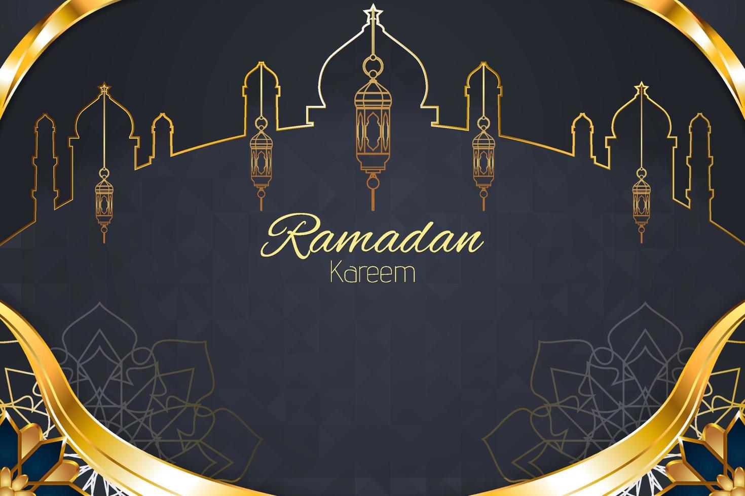 fundo islâmico ramadan kareem com cor cinza e elemento vetor