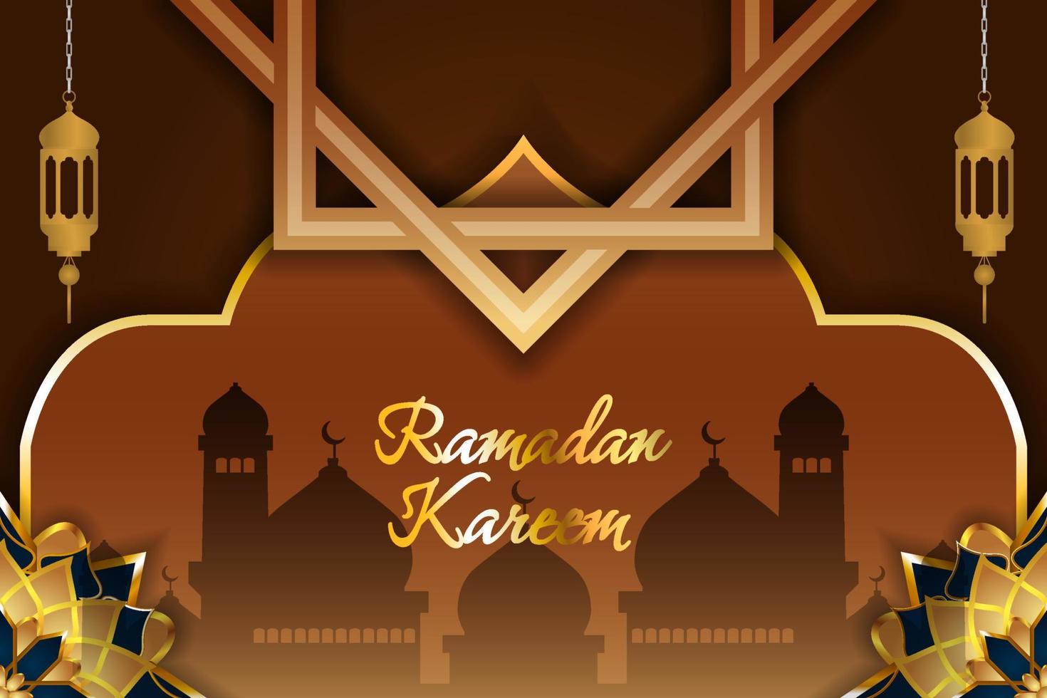 cor de fundo islâmico ramadan kareem marrom com elemento vetor
