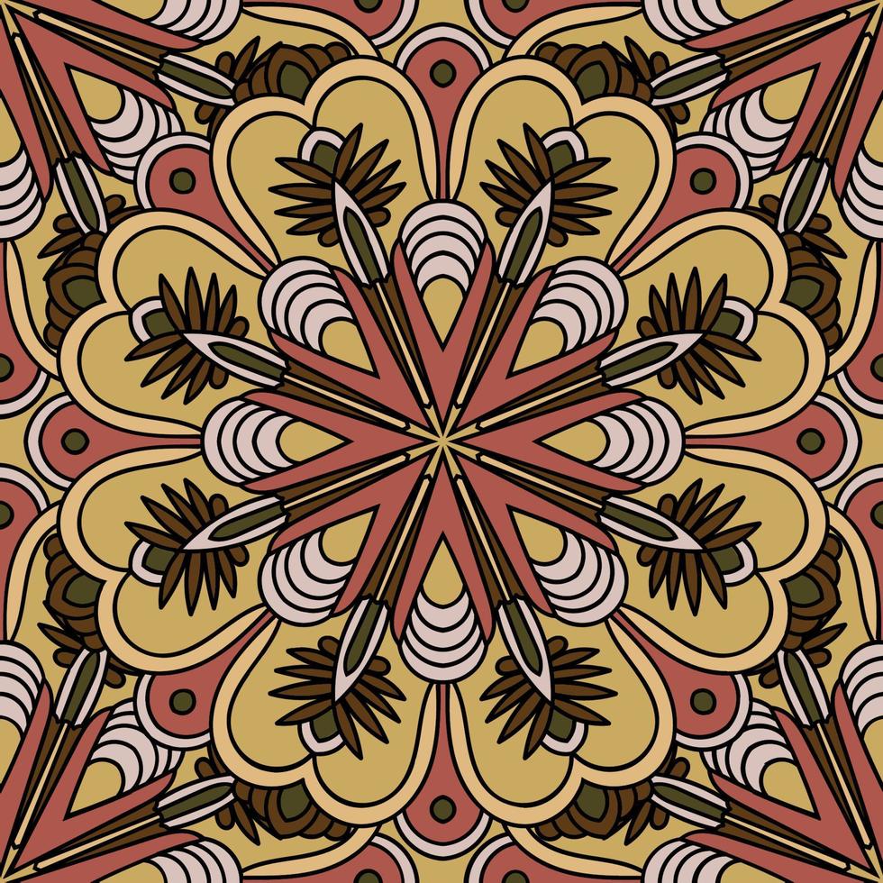 abstrato sem costura padrão com flor mandala. mosaico, azulejo. fundo floral. vetor