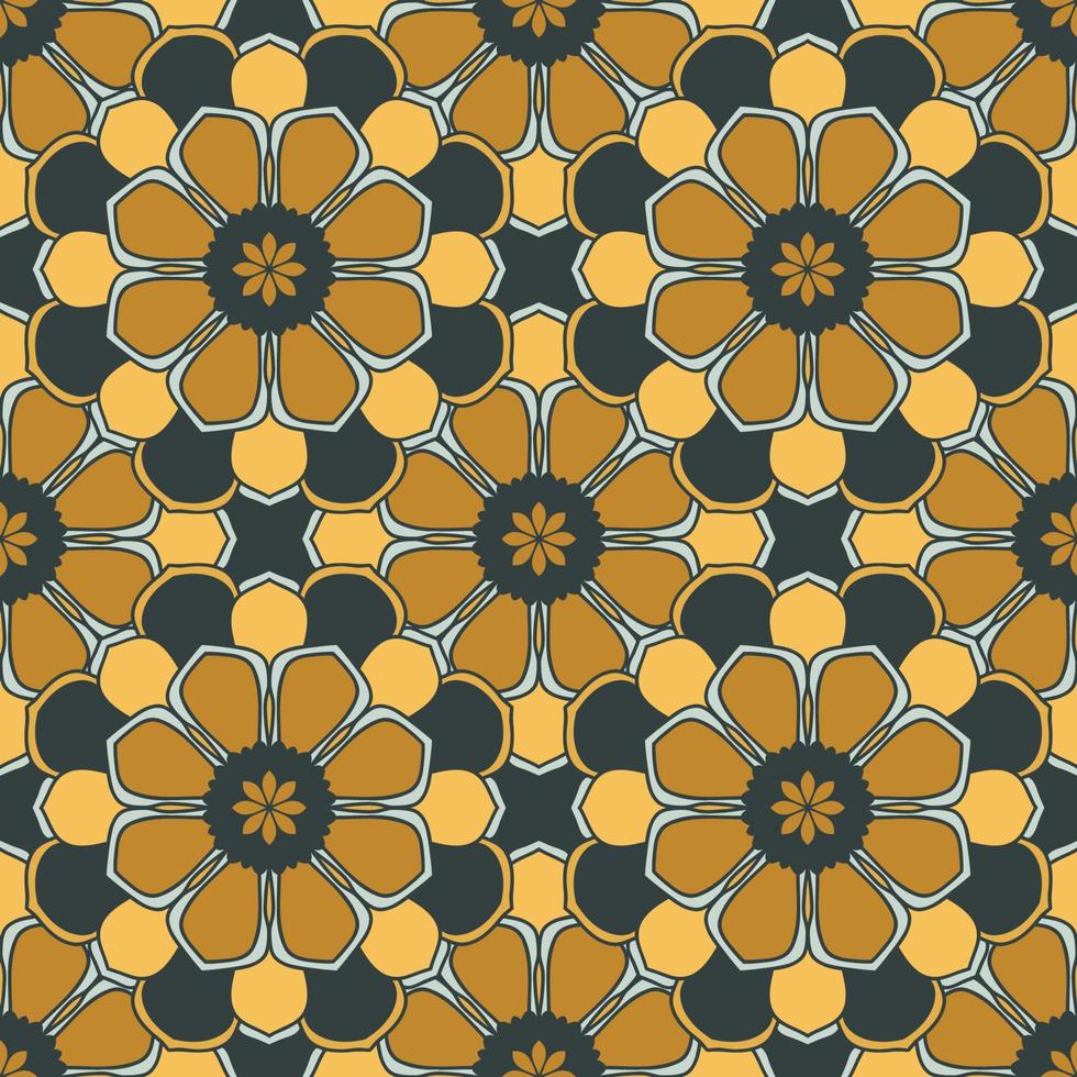 abstrato sem costura padrão com flor mandala. mosaico, azulejo. fundo floral. vetor