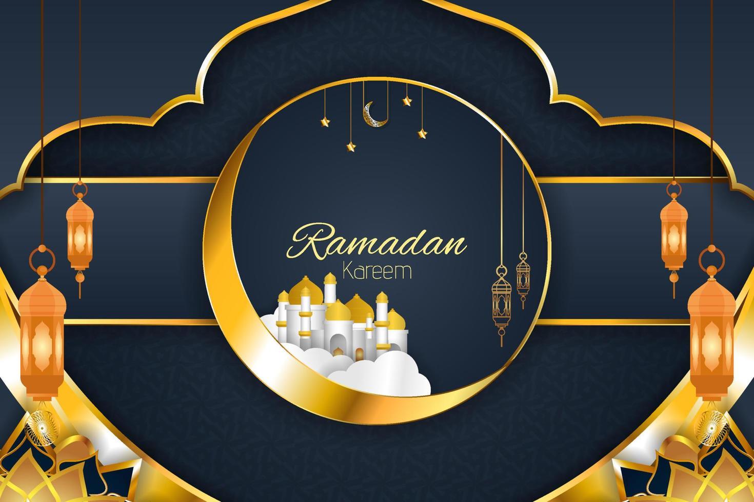 fundo islâmico ramadan kareem com elemento e cor cinza vetor