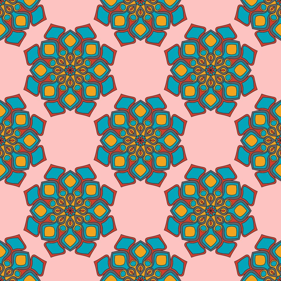 abstrato sem costura padrão com flor mandala. mosaico, azulejo. fundo floral. vetor