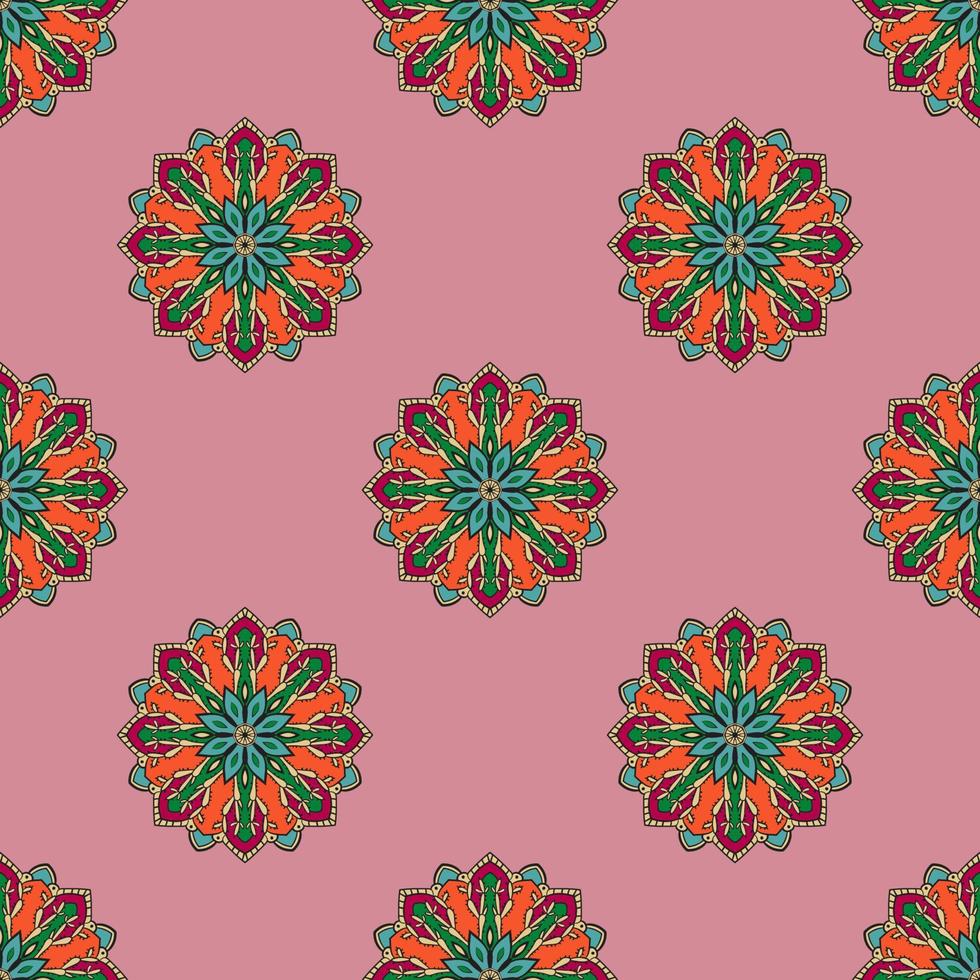 abstrato sem costura padrão com flor mandala. mosaico, azulejo. fundo floral. vetor