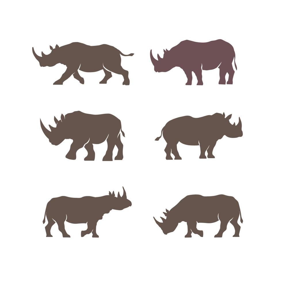 coleção de vetores de silhueta de rinoceronte