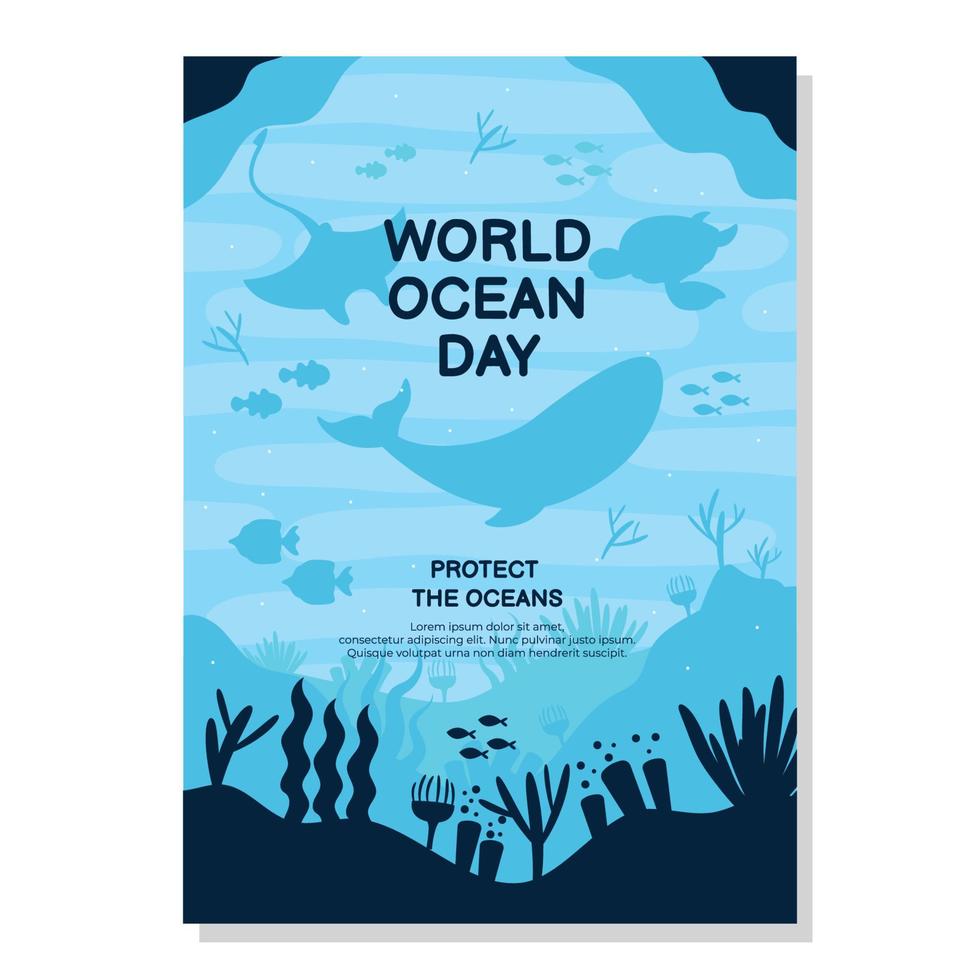 cartaz de comemoração do dia mundial dos oceanos vetor