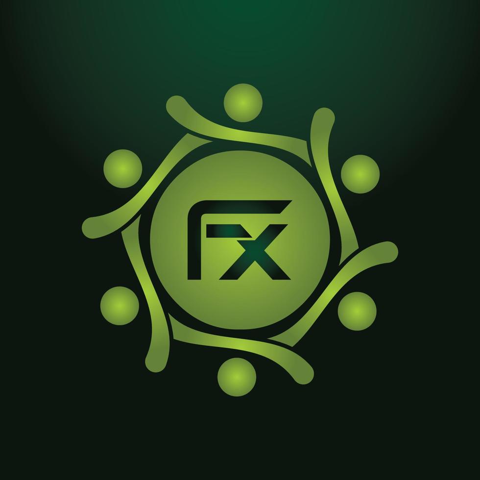 design de logotipo de carta fx em fundo preto. fx conceito de logotipo de letra de iniciais criativas. design de ícone fx. vetor