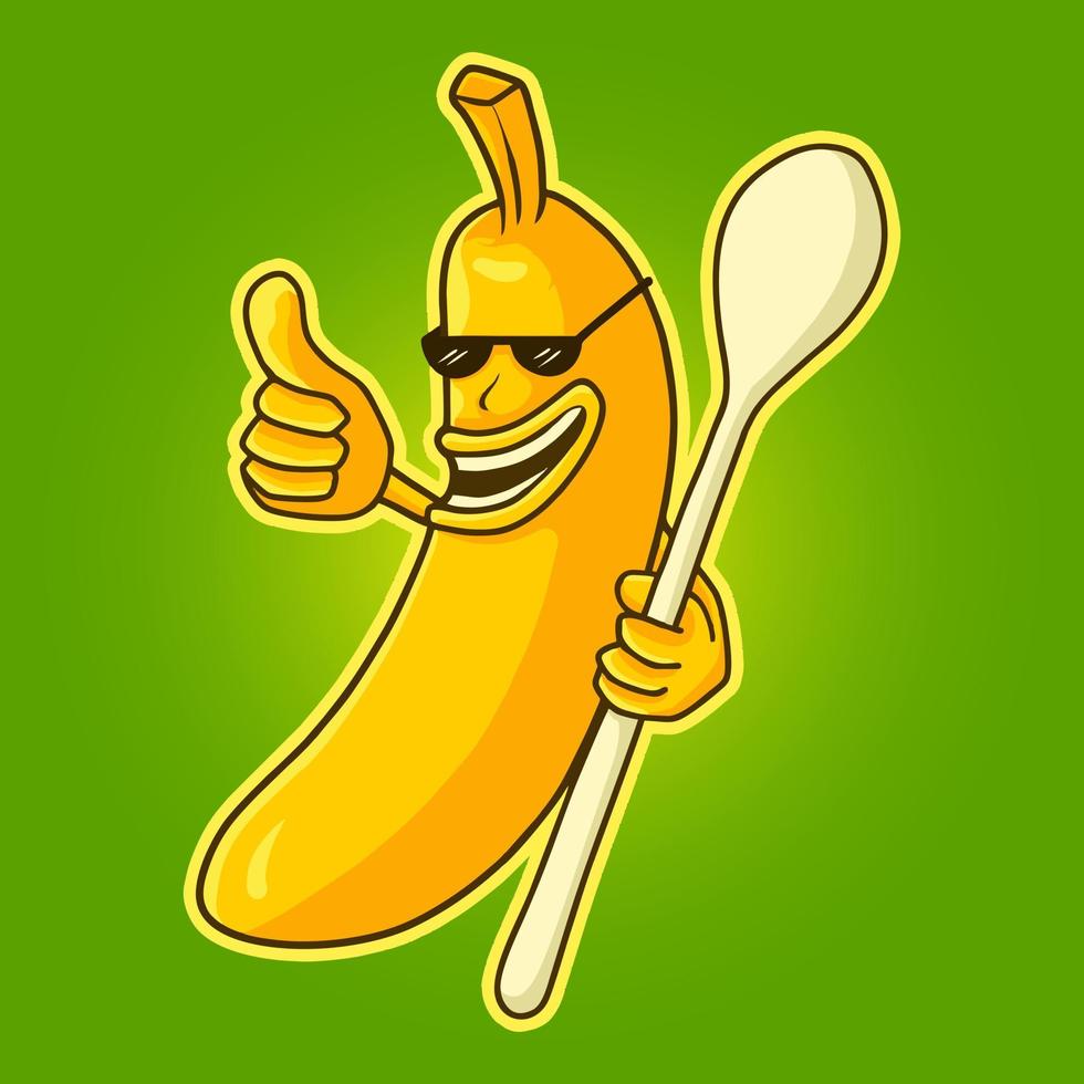 design de logotipo de mascote de personagem de banana vetor