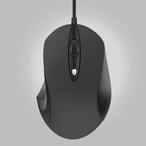 Mouse de computador preto isolado em fundo cinza vetor