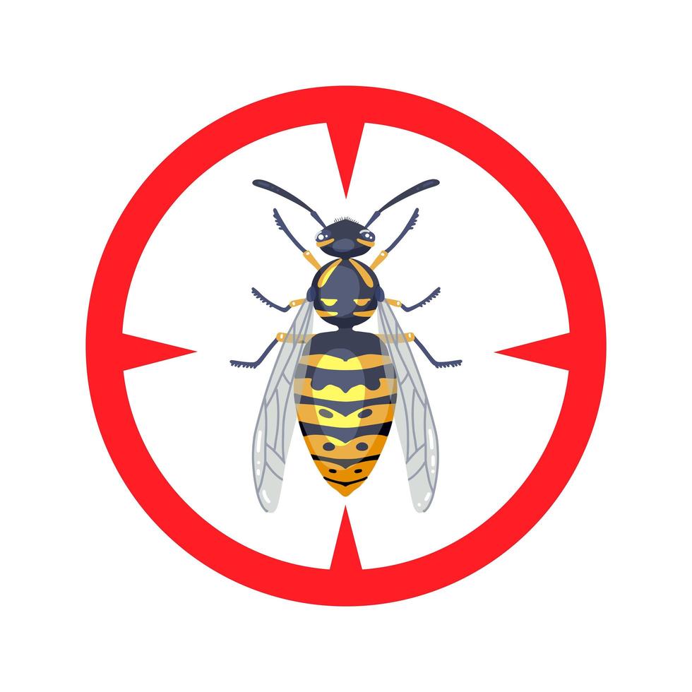 vespa - sinal de aviso isolado no fundo branco. ilustração vetorial plana. inseto à vista. vetor