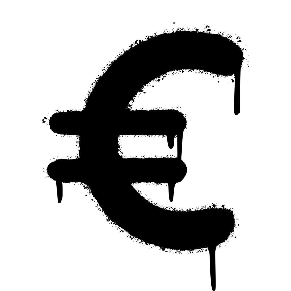 ícone do euro grafite pulverizado isolado no fundo branco. ícone de moeda. ilustração vetorial. vetor