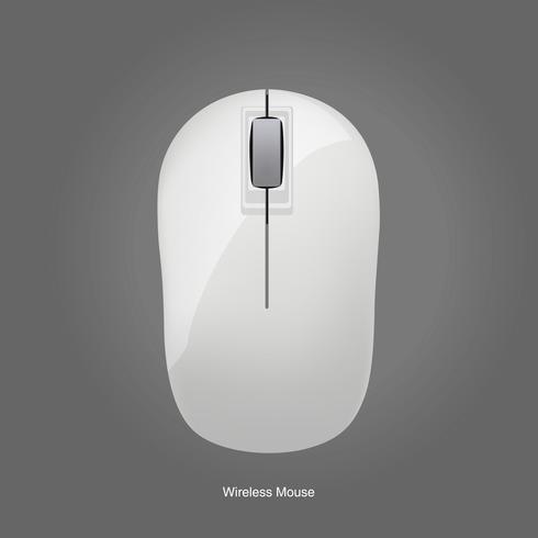 Mouse sem fio branco de computador isolado em fundo cinza vetor