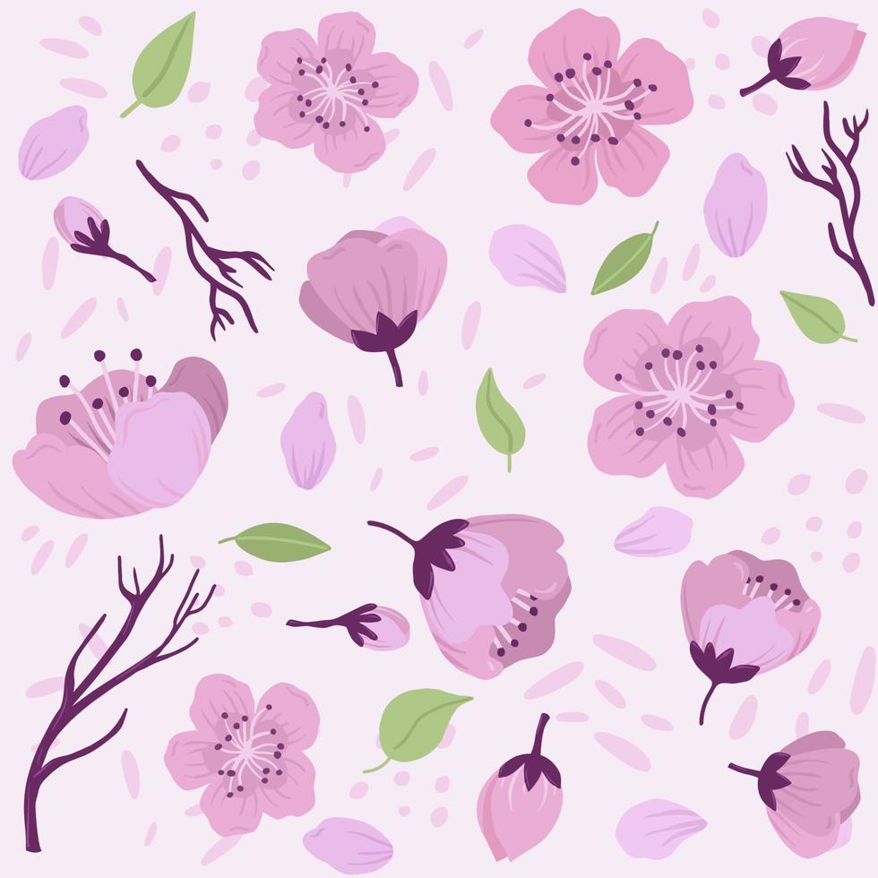 lindo padrão perfeito de flor de cerejeira vetor