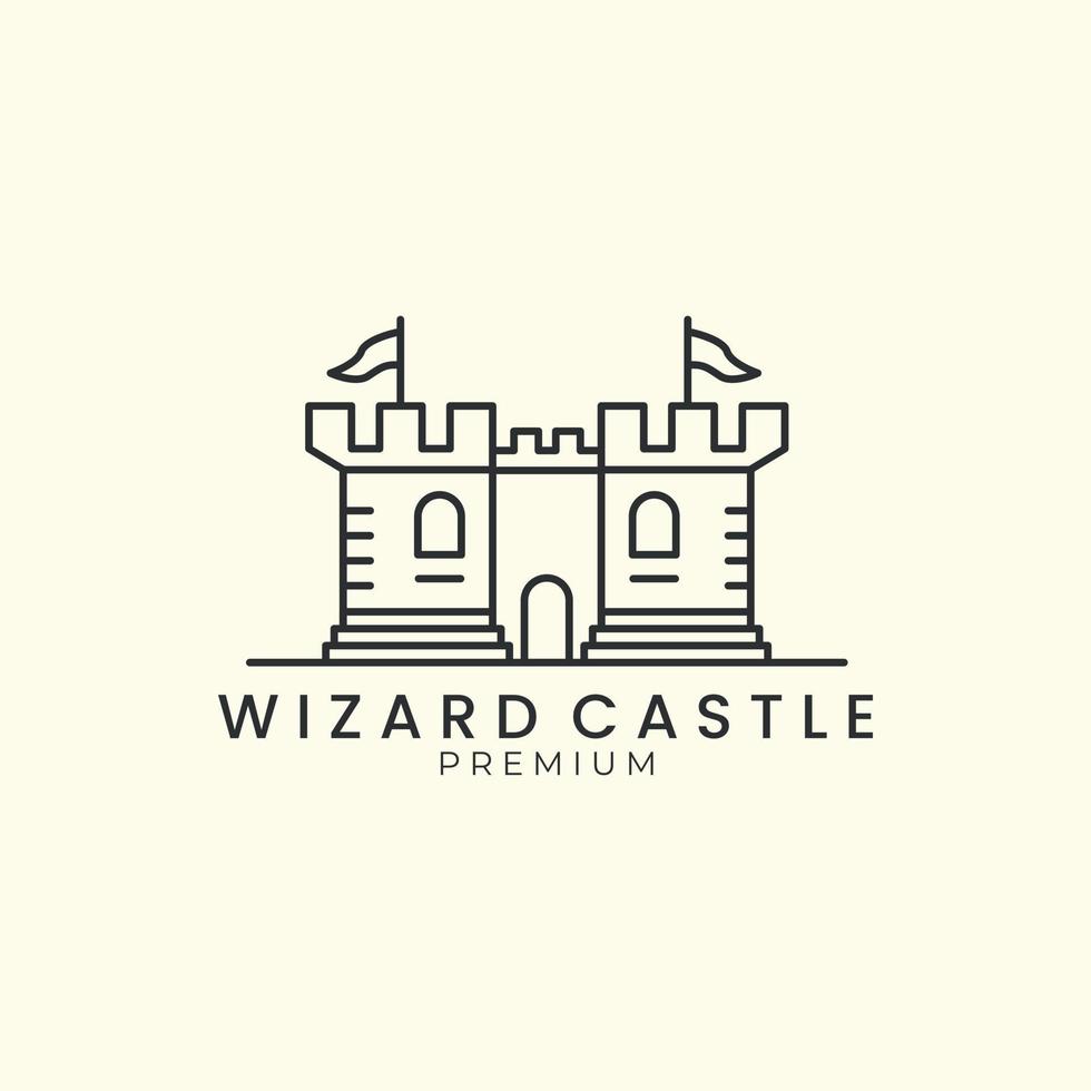 castelo do assistente com design de modelo de ícone de logotipo de estilo de linha. fantasia, mundo, estrela, ilustração vetorial de lua vetor