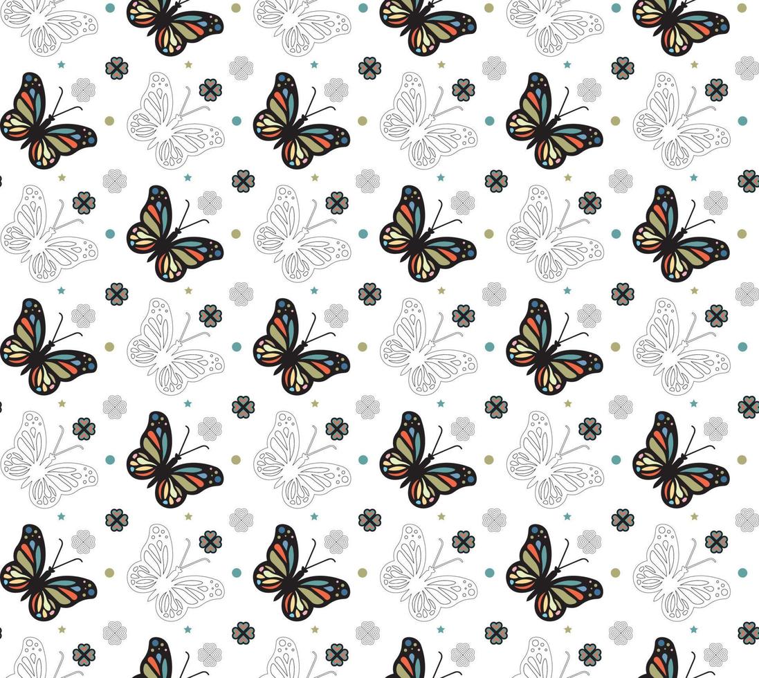 padrão de fundo de borboleta fofa vetor de design colorido vetor premium