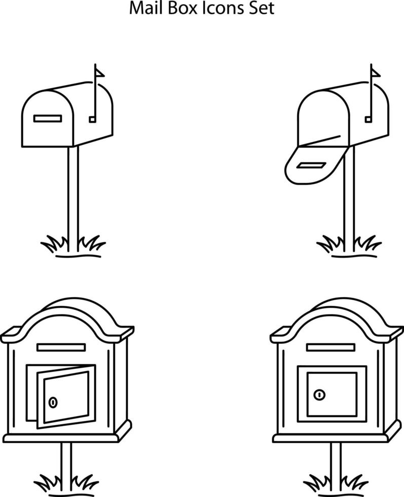 conjunto de ícones de caixa de correio isolado no fundo branco. ícone de caixa de correio linha fina contorno símbolo de caixa de correio linear para logotipo, web, app, ui. sinal simples de ícone de caixa de correio. vetor