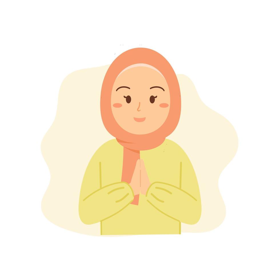 mulher muçulmana usa hijab para cartão ramadan e eid al fitr vetor