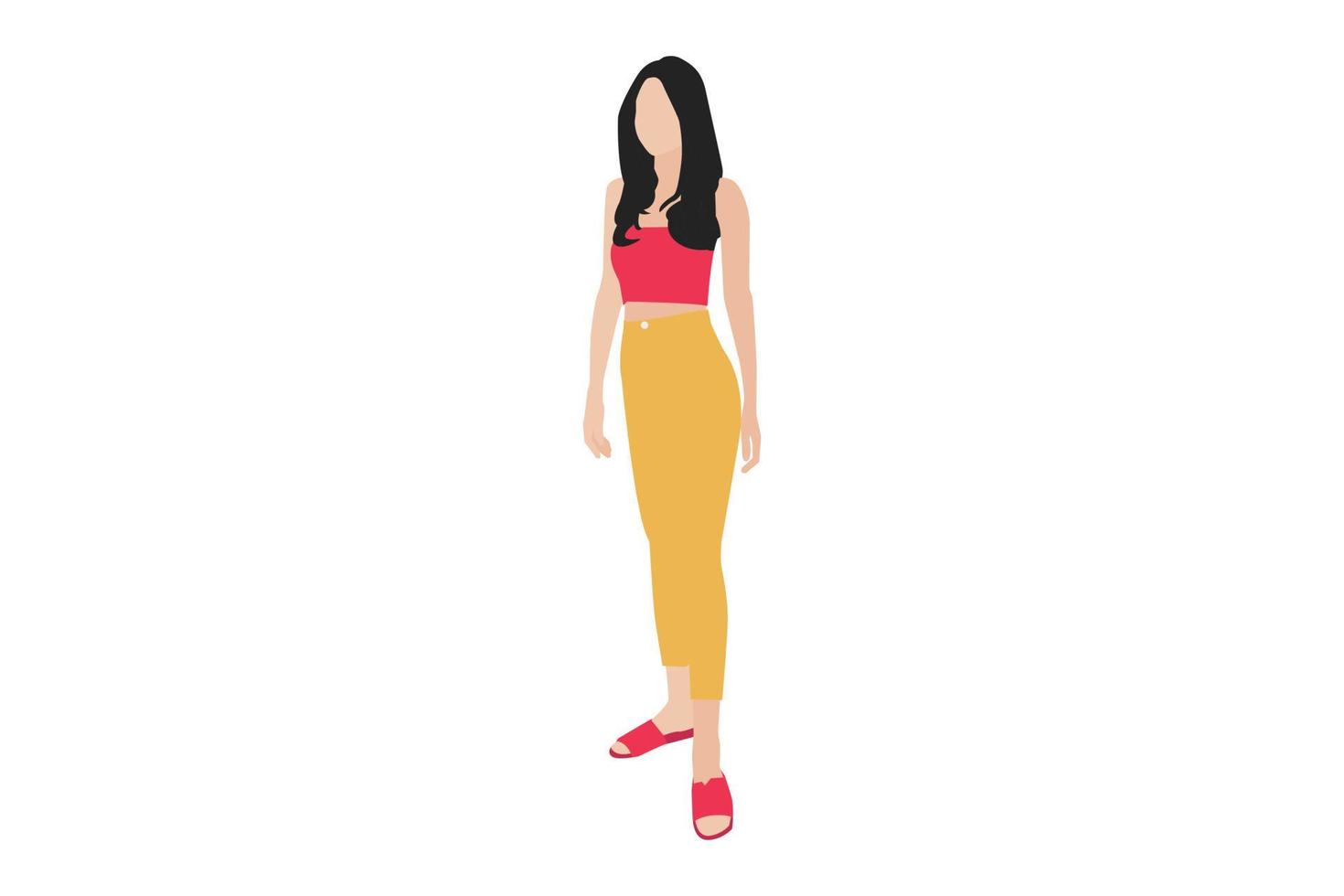 ilustração vetorial de mulheres minimalistas casuais posando na calçada vetor