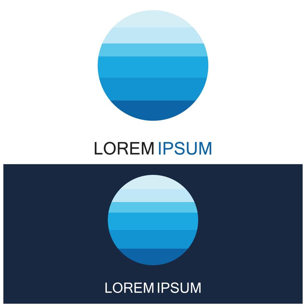 logotipo de forma redonda isolada. logotipo de cor azul. imagem de água corrente. mar oceano superfície do rio. vetor