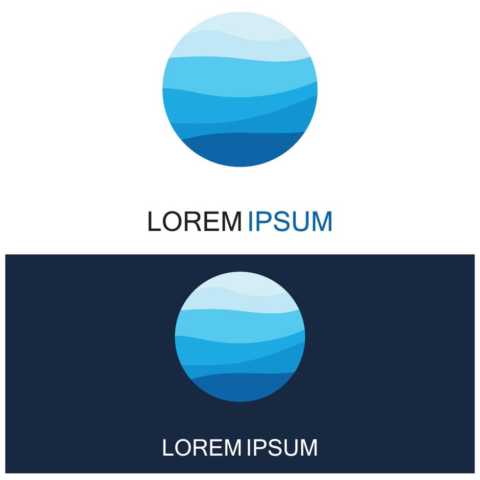 logotipo de forma redonda isolada. logotipo de cor azul. imagem de água corrente. mar oceano superfície do rio. vetor