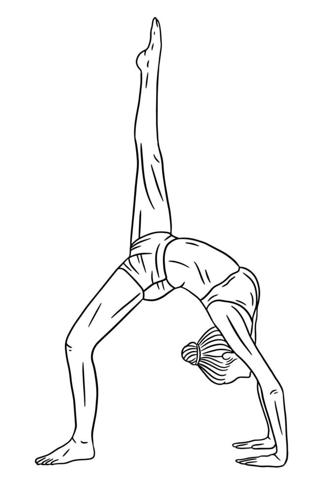 mulheres pose de ioga meditação relaxante ilustração de arte de linha vetor