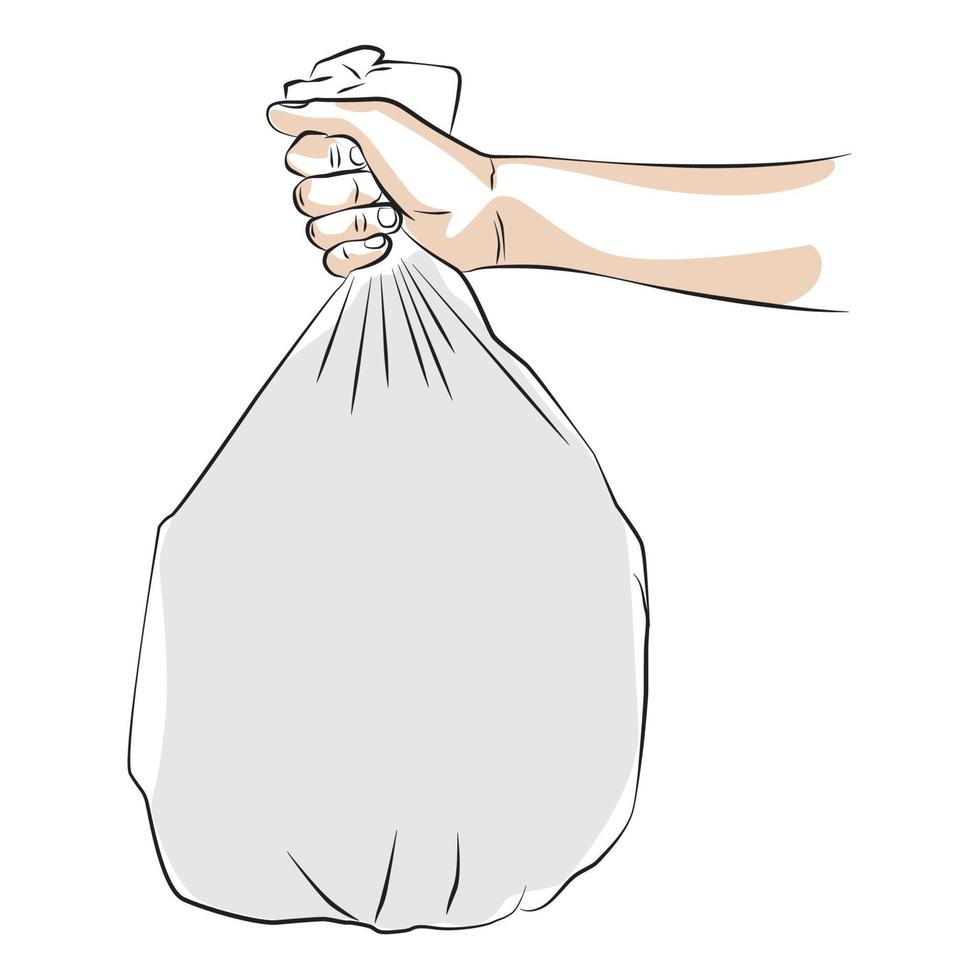 desenho de mão segurando lixo vetor