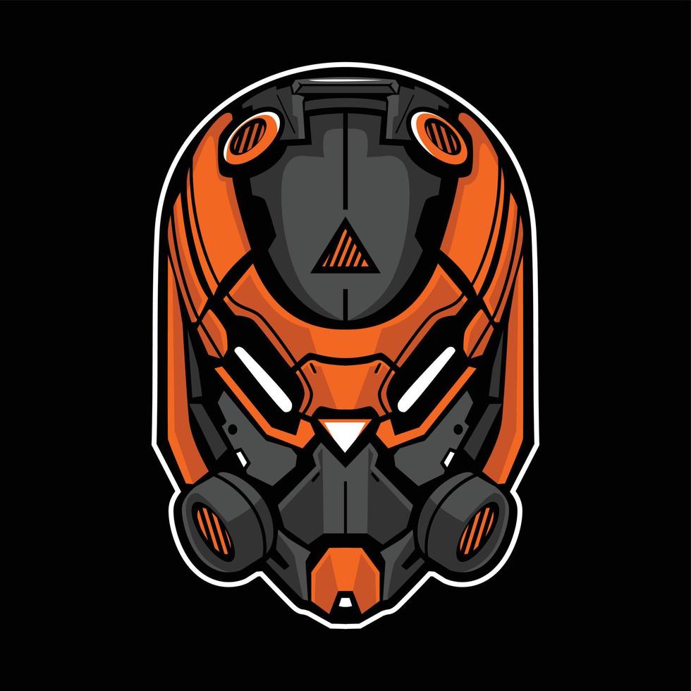 ícone de desenho animado de vetor de cabeça de robô laranja