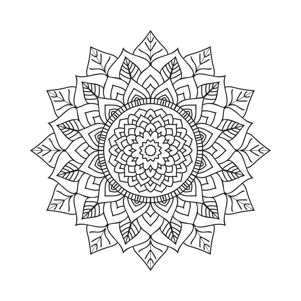 decoração de arte de linha mandala estilo indiano. crianças para colorir. decoração mandala ornamento linha arte vetor. vetor de padrão de ornamento mandala circular. padrão de mandala floral indiano tradicional.