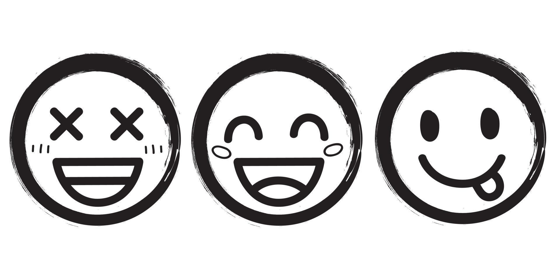 esboço de conjunto desenhado à mão de emoji de desenho animado. ilustração vetorial vetor