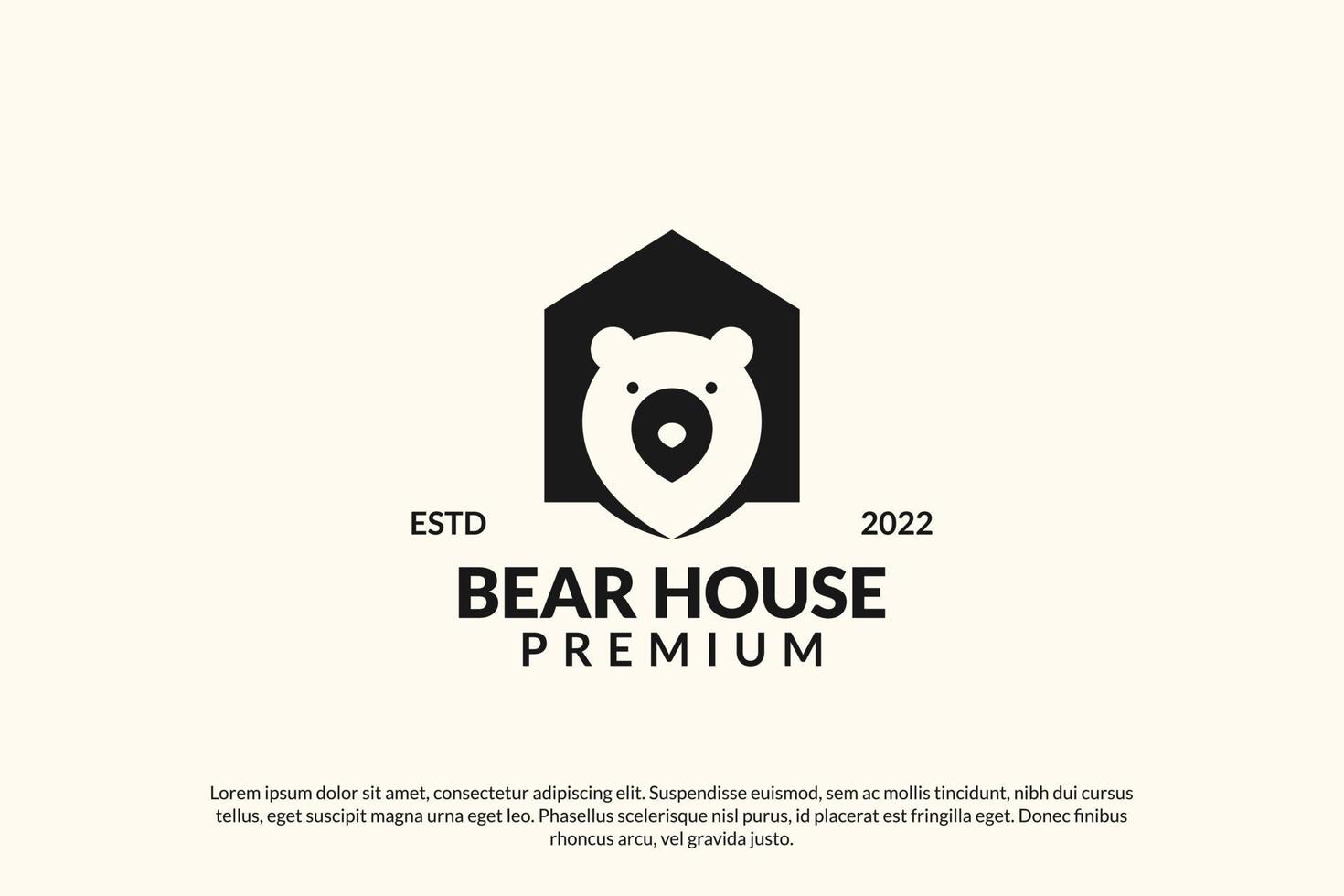 vetor de design de logotipo de urso de localização de casa