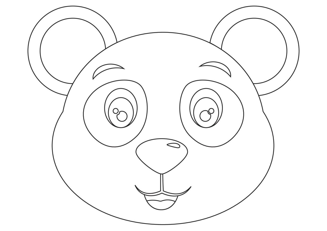 cara de urso panda vector preto e branco