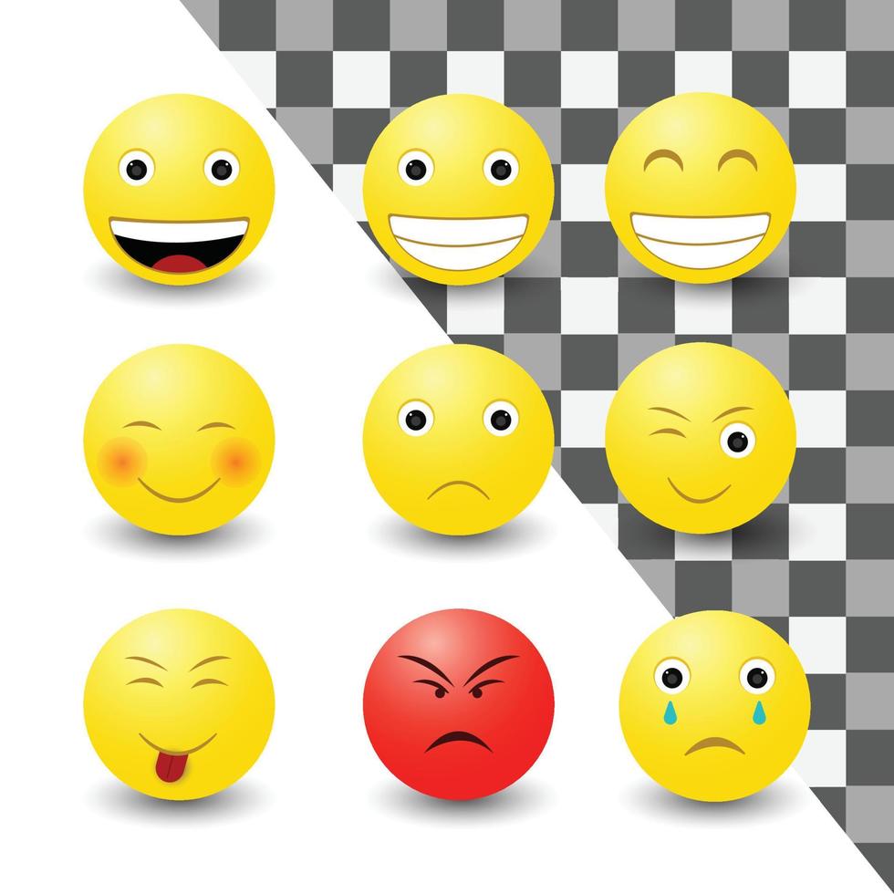 conjunto de emoticon 3d de design vetorial vetor