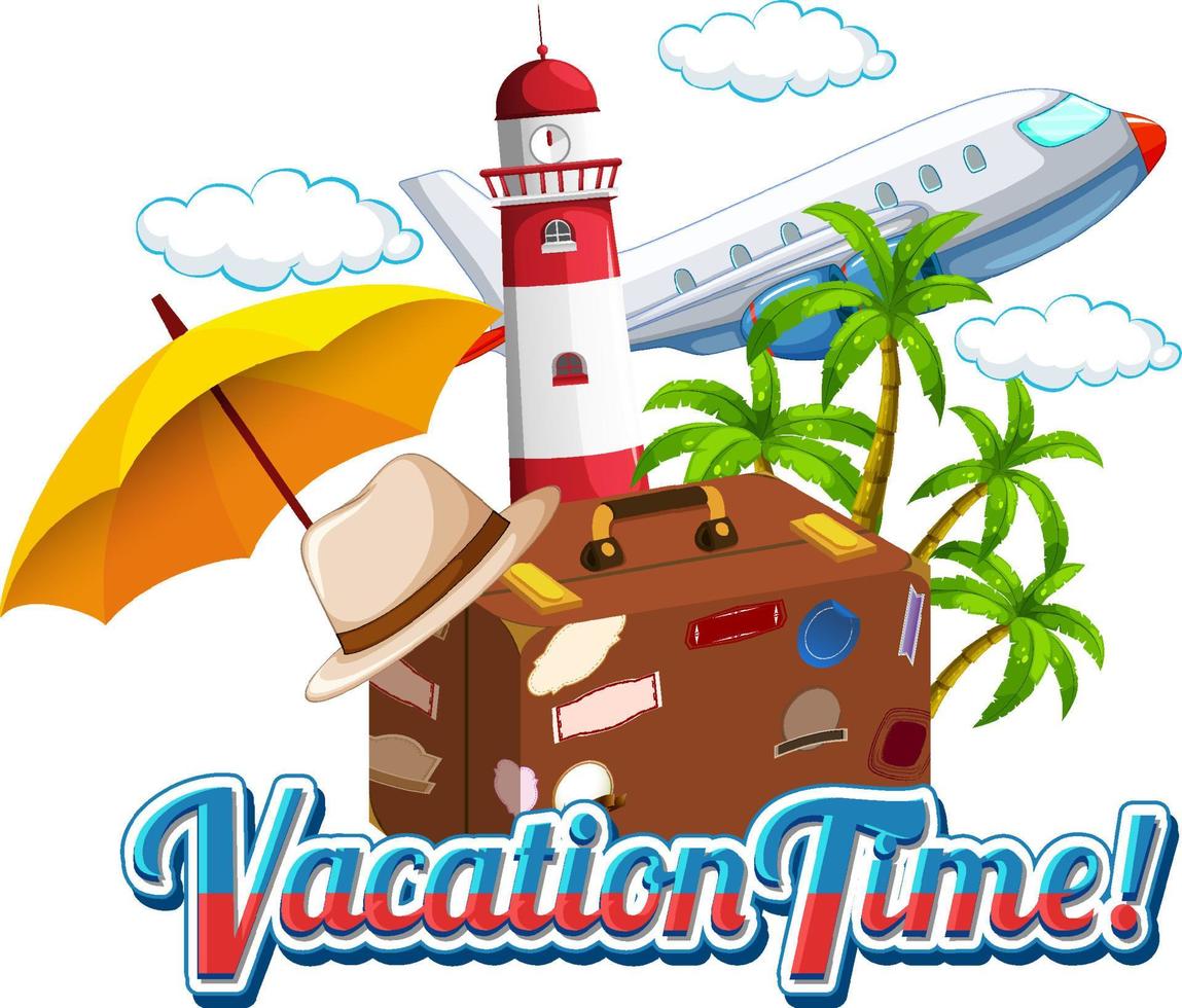 ícone de tempo de férias com elemento de viagem vetor