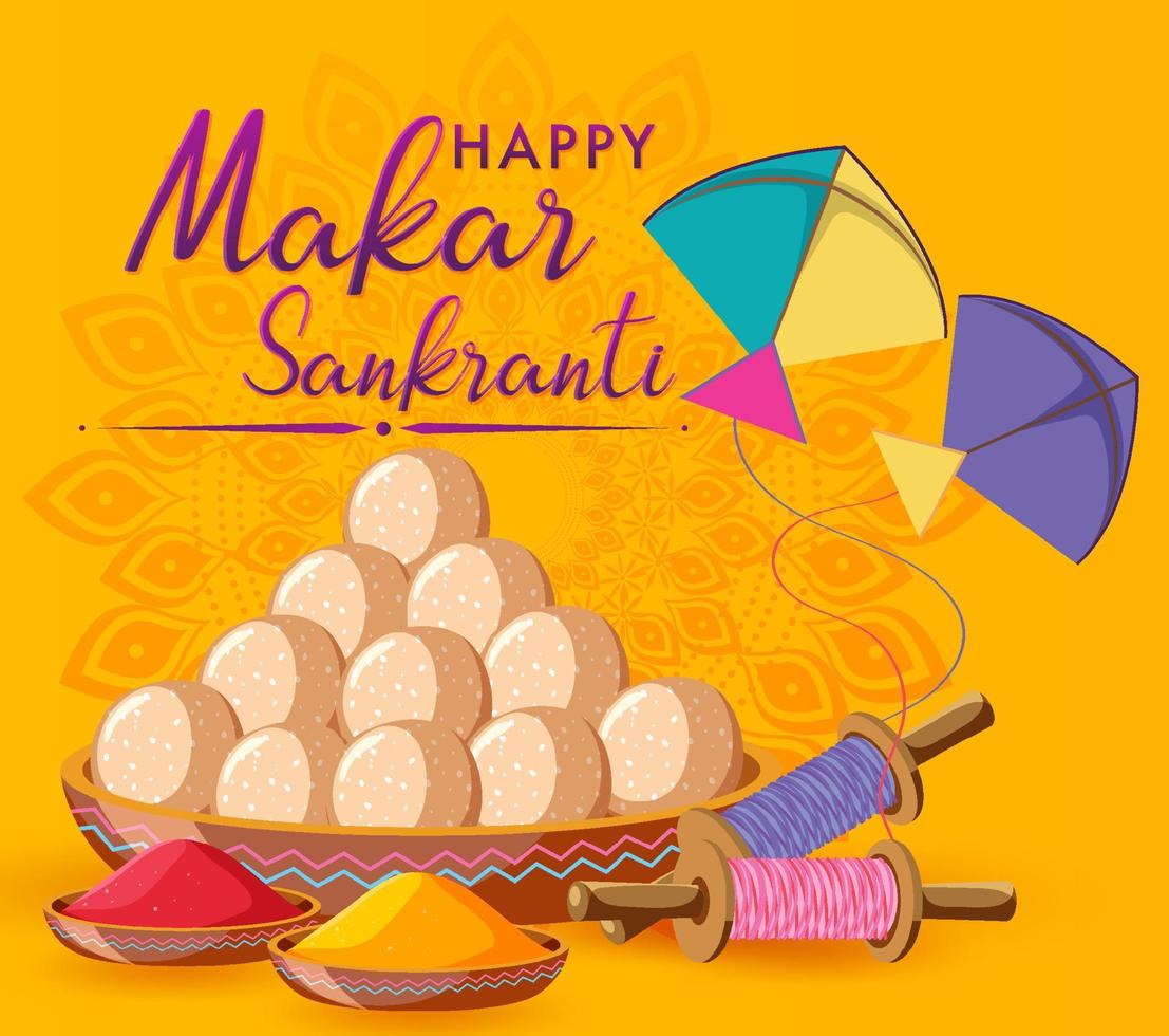 feliz dia makar sankranti vetor