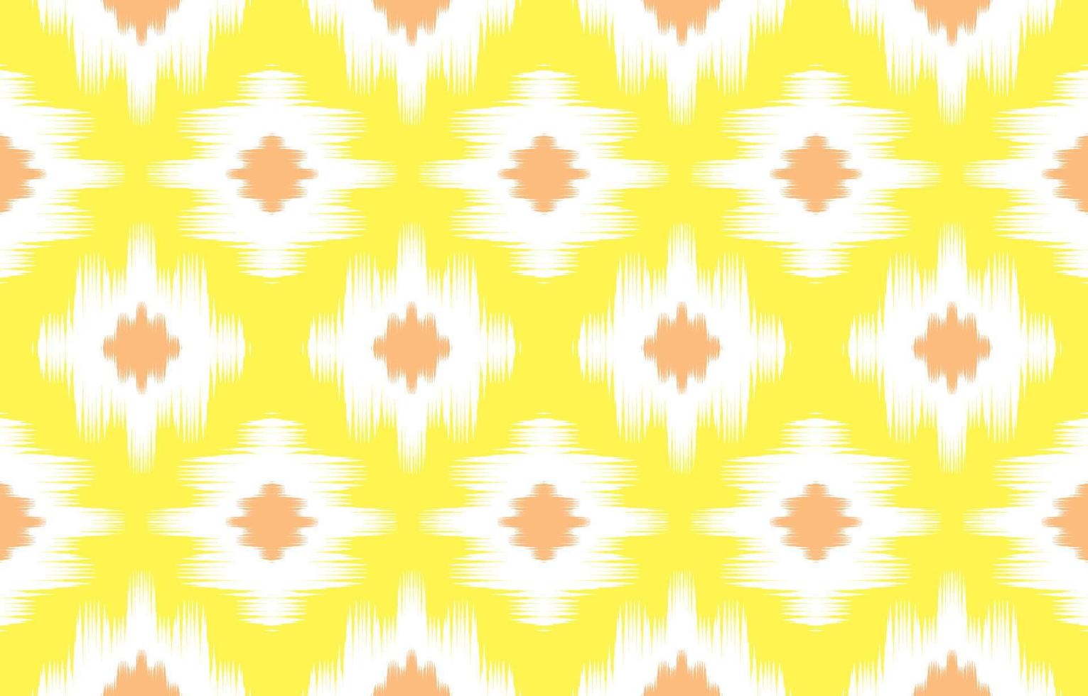 fundo de design étnico ikat. sem costura padrão amarelo ikat em arte abstrata de bordado tribal, popular. print.design de ornamento de arte geométrica asteca para tapete, papel de parede, roupas, embrulho, tecido, capa vetor