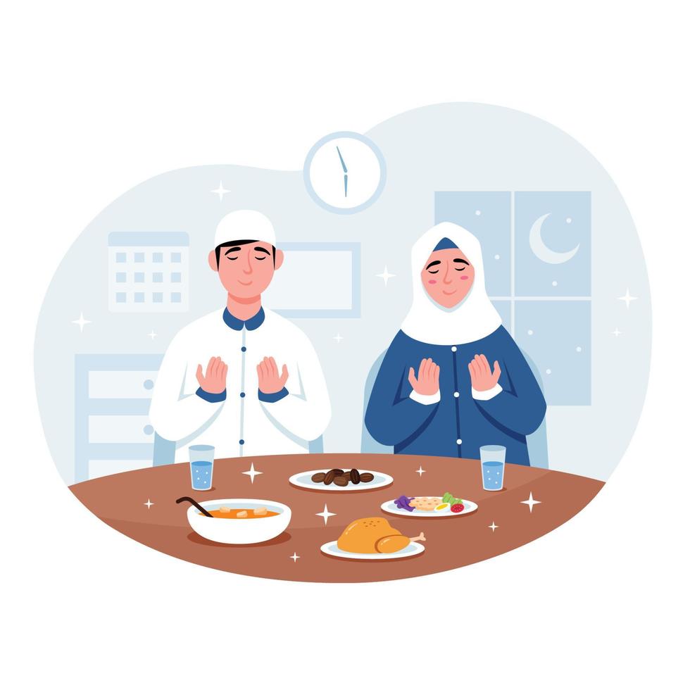 conceito de pessoas em jejum do ramadã vetor