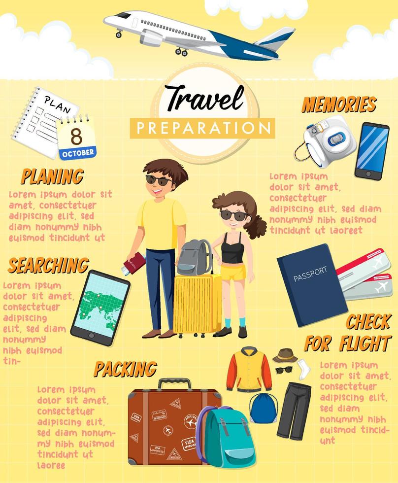 design de infográfico de preparação de viagem vetor