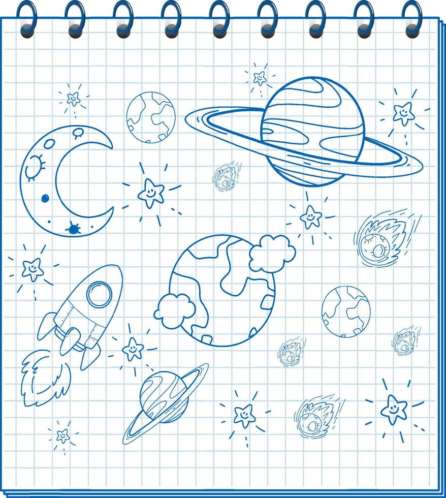 um caderno com um desenho de esboço de doodle na capa vetor