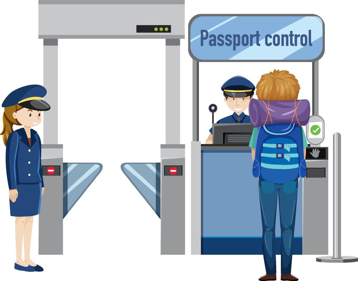 um passageiro esperando no controle de passaporte vetor