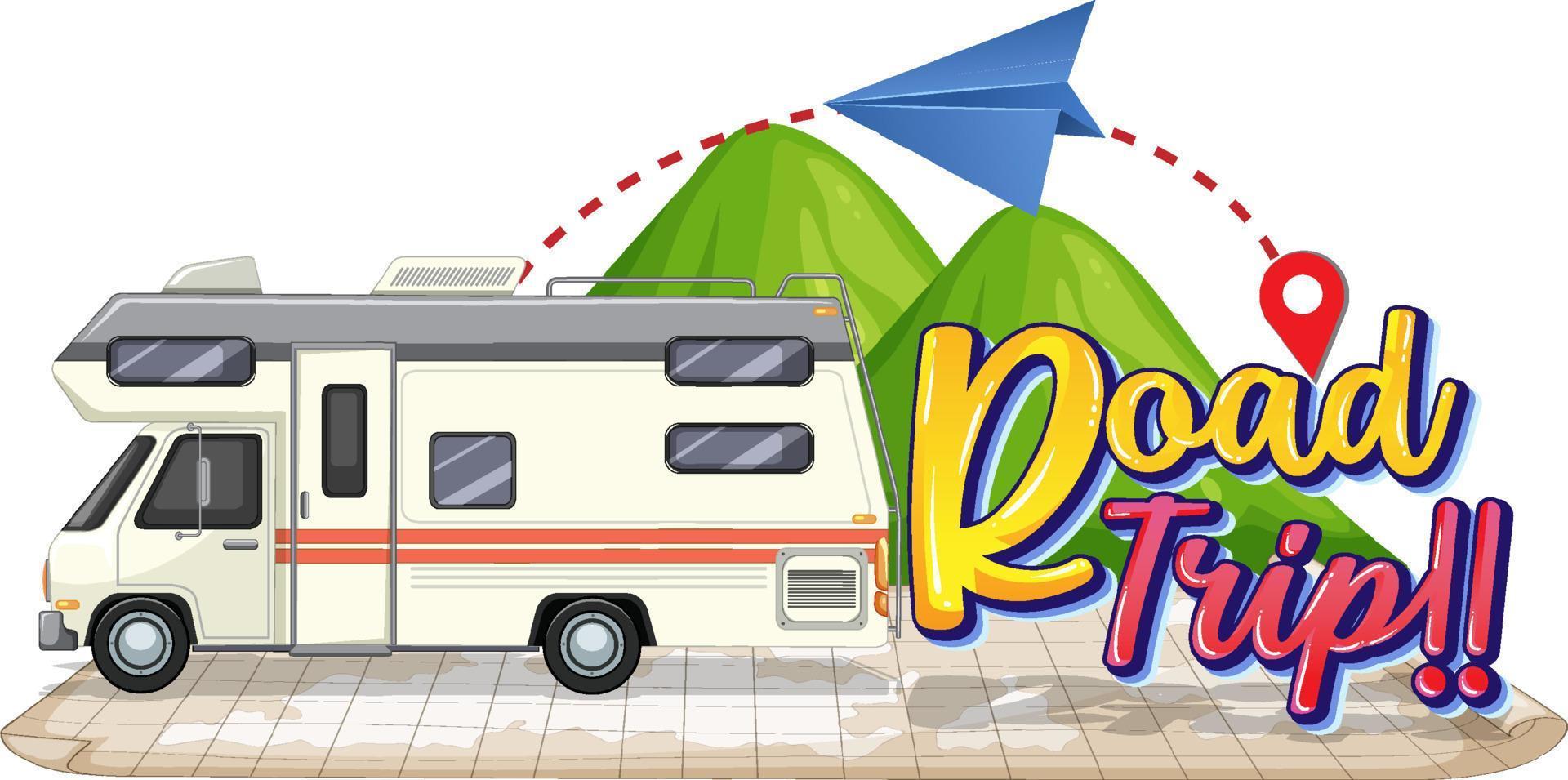 conceito de logotipo de férias de viagem de verão com motorhome vetor