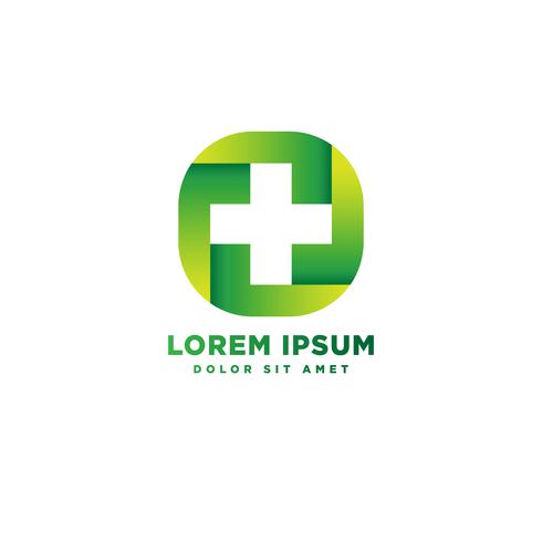 Cruz médica e modelo de vetor de logotipo de farmácia de saúde