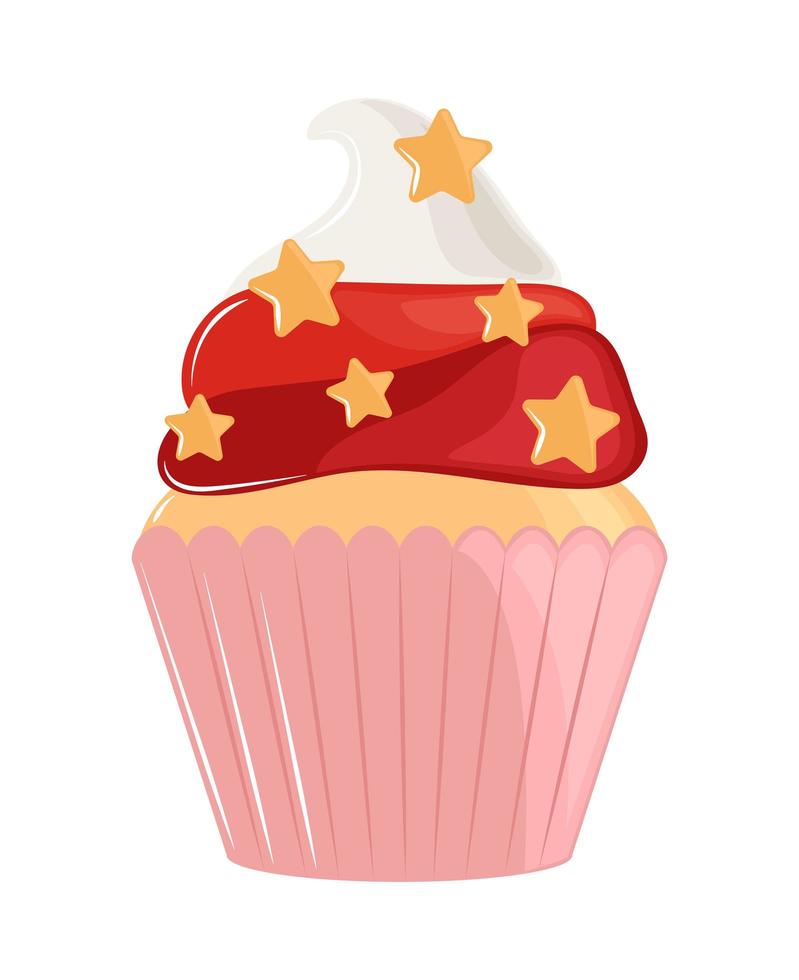 cupcake doce com estrelas vetor