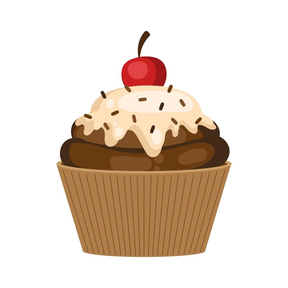 cupcake doce com berry vetor