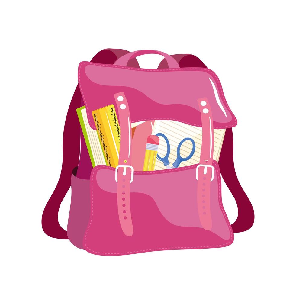 bolsa escolar rosa vetor