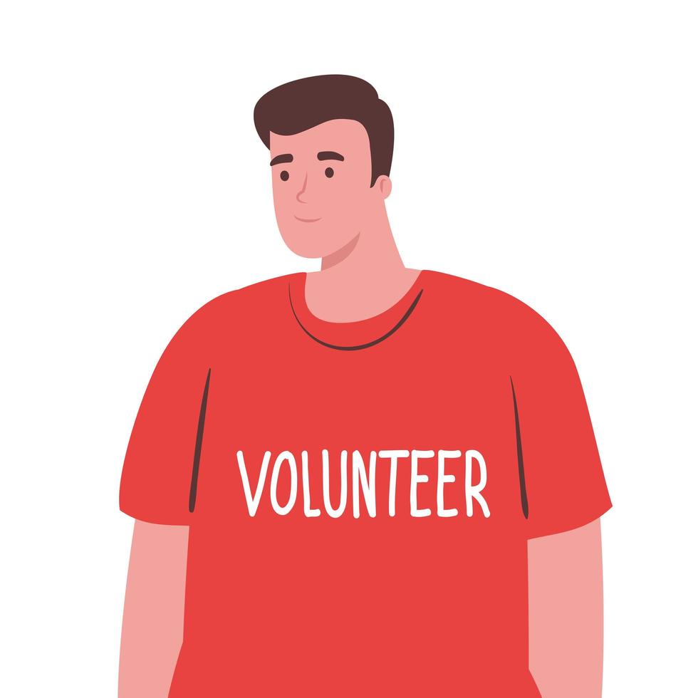 homem com design de vetor de camiseta voluntária