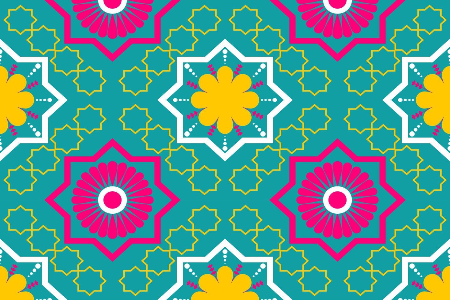 padrão sem emenda de motivo étnico de Marrocos colorido com design de fundo tradicional de natureza para tapete, papel de parede, roupas, embrulho, batik, tecido, estilo de bordado de ilustração vetorial. vetor
