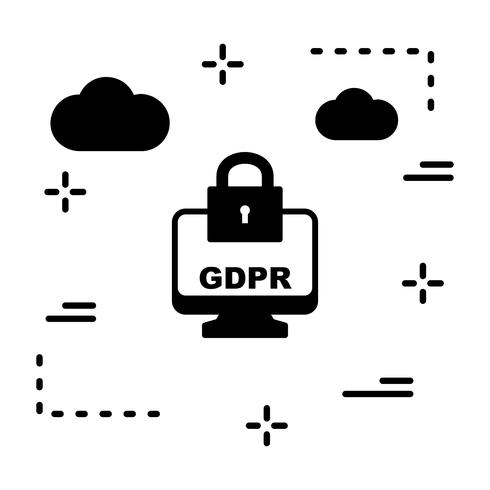 Ícone de tela de bloqueio de segurança GDPR de vetor