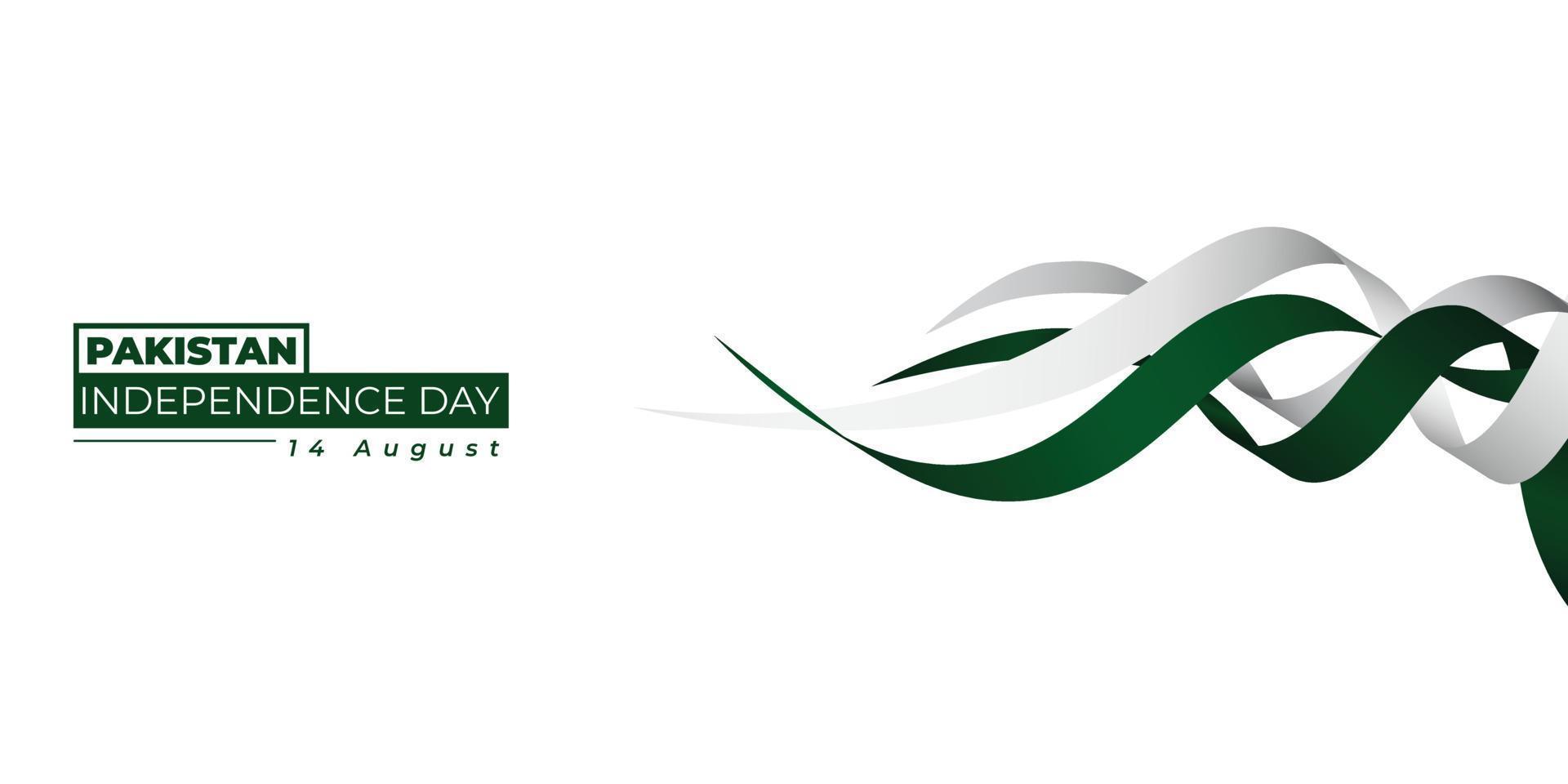 dia da independência do paquistão com design simples de fita voadora. vetor